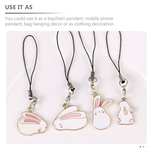 4 Pcs Handy Kette Ästhetischer Telefonanhänger Hase Schlüsselanhänger - Zdjęcie 6 z 12