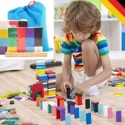 MARKENLOS 240stk Dominosteine bunte Bausteine Bauklötze Holzklötze Kinder Domino DE