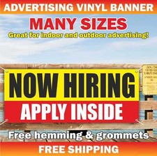 NOW HIRING APPLY INSIDE Advertising Banner Vinyl Mesh Sign job shop help wanted