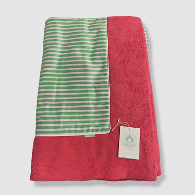 $180 Cap d'Arsène Green Striped Croisiere Grand Lux Beach Towel