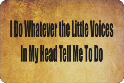I Do whatever the little voices tell sign Metal funny man cave house decor P350C