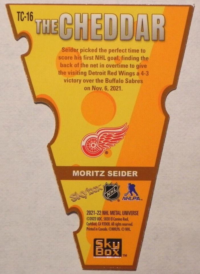 2021-22 21/22 Skybox Metal Universe The Cheddar TC-16 Moritz Seider ROOKIE - Image 2 of 2