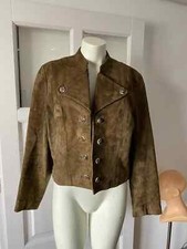Vintage Trachten Bavaria Leather Jacket Cropped Brown Size M