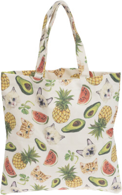 Cute KITTY Avocado WATERMELON Pineapple Canvas SHOPPER Tasche Rockabilly