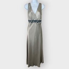 Y2K NEW Silk Formal Maxi Slip Dress | 8 | Silver Empire | Goddess Holiday Party