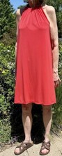 Michael Kors Halter Chain Link Dress Women's Size XL Color Coral Trapeze Swing