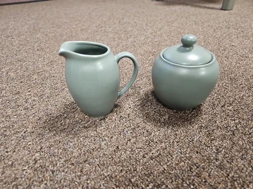 Noritake Colorwave GREEN Sugar Bowl & Lid And Creamer Excellent Condition 8485