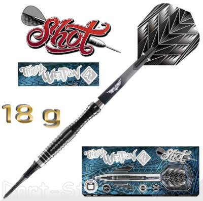 Produktbild von Shot Darts Steel Shot! Tribal Weapon 4 Softdarts – 90% Wolfram, Inkl. Zubehör Van Gerwen Steeldarts