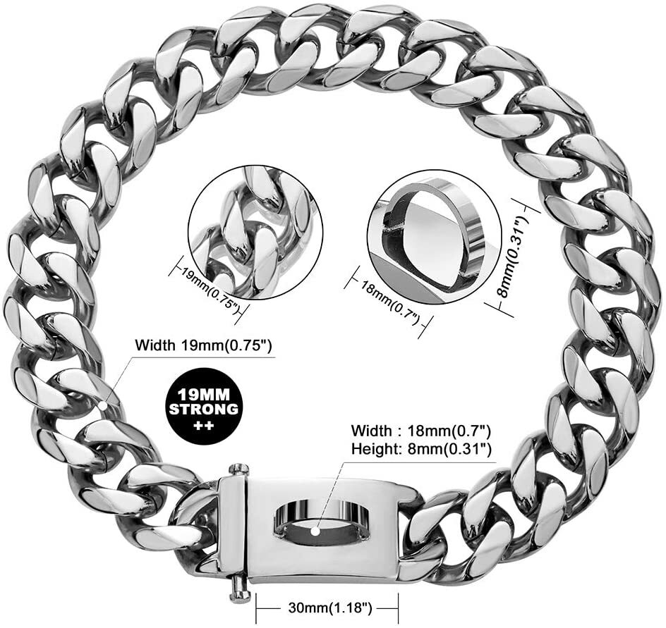 Silver Dog Collar Cuban Link Chain Dog Collar Heavy Dog Collar 19mm 1026inch eBay
