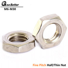 Hex Thin Nuts M6-M30 Fine Thread Half Lock Jam Nut Chamfered A2 Stainless DIN439