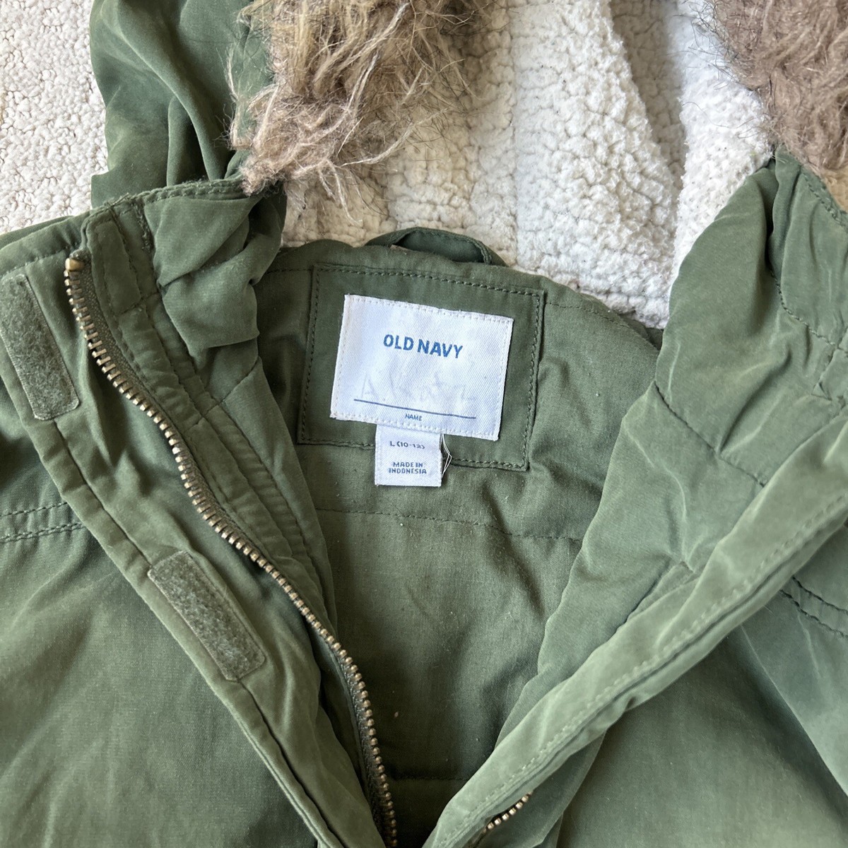 Old Navy Olive Green Faux Fur Lined Full Zip Coat - Size XXL | eBay
