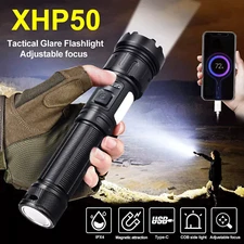 990000LM Flashlight USB Rechargeable High Power Hiking Tactical Torch Waterproof