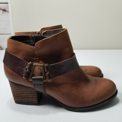 Aldo Harness Booties Boots Womens Size 8 Brown Side Zip.