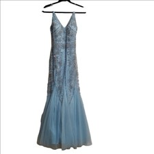 Women's XSCAPE Blue Beaded Gown Dress Size 6