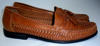 Nunn Bush Men's Size 10M Woven Tassel Loafers Brazilian Leather Camel 85130-06
