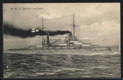 Ak S. M. S. Great Elector Under Full Steam 1916
