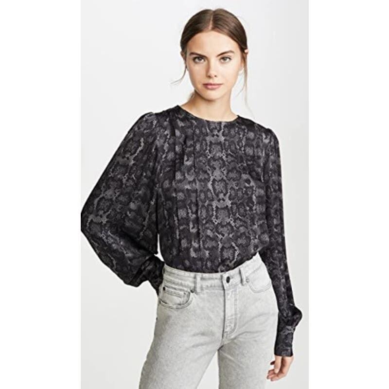 Anine Bing Renee Silk-Blend Python Print Blouse NWT Sz. XXS