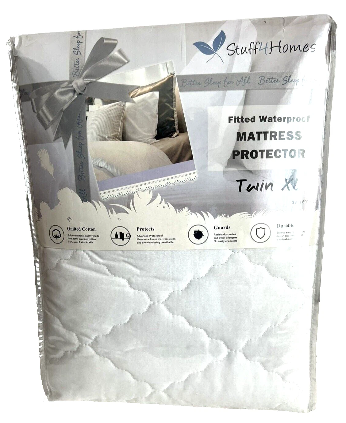 Stuff4Homes Fitted Waterproof Mattress Protector Twin XL 100% TC Premium Cotton
