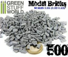 Green Stuff World 1:35 (1:32-1:43) Scale 500 Grey Ceramic Model Bricks - Scenery