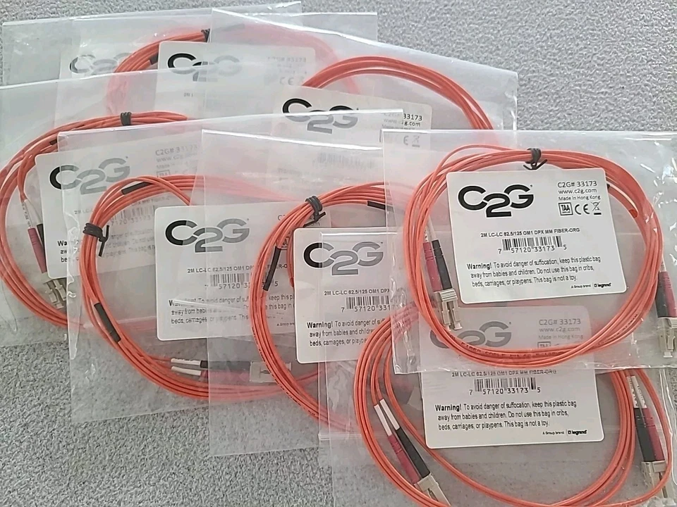 Cables 2 Go C2G 6.6ft (2m) LC-LC Duplex Multimode PVC Fiber Optic Cable Orange - Image 2 of 2