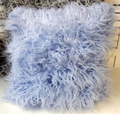 Kissenbezug GIADA Hellblau Flausch 45x45 Shabby Vintage Landhaus