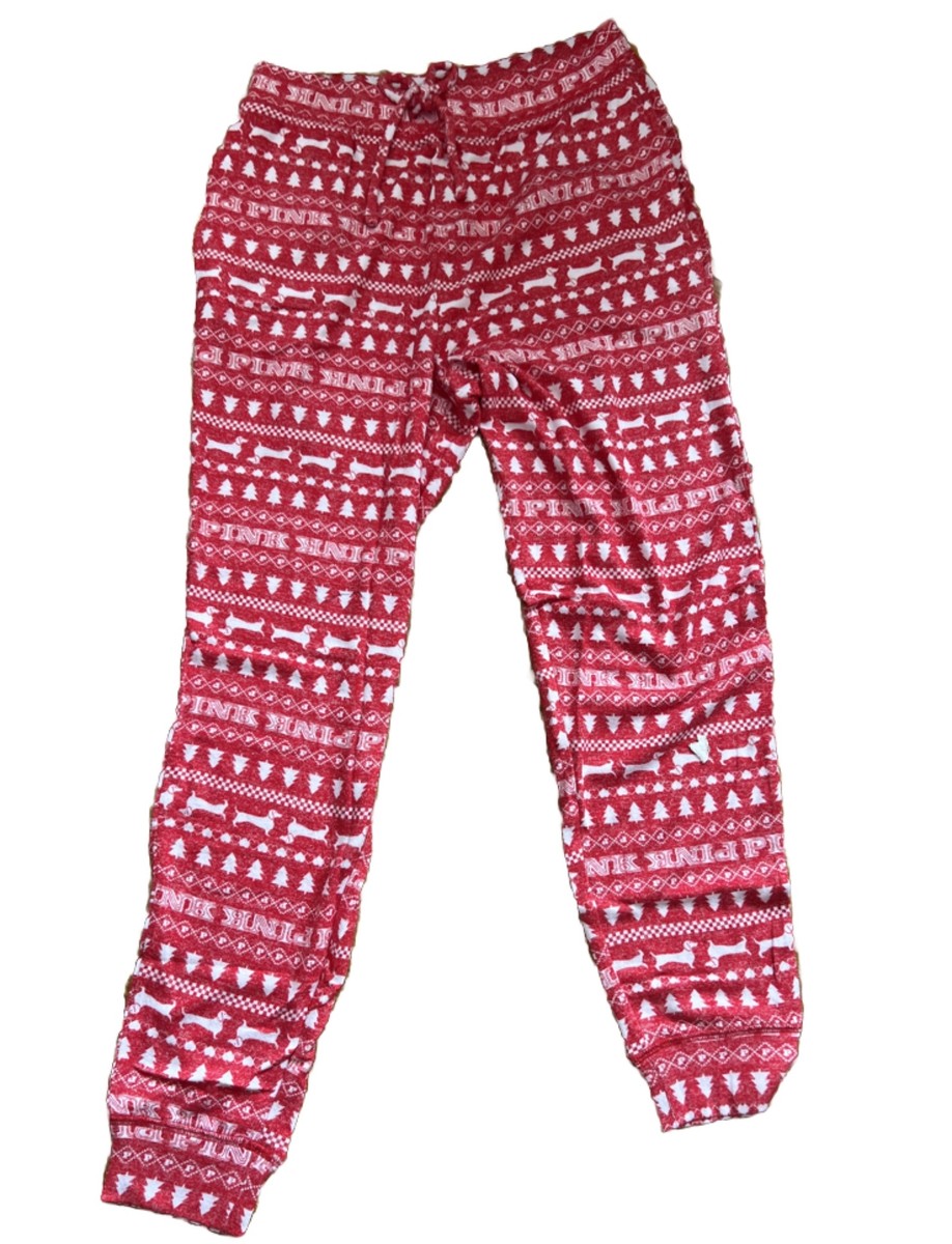 Victoria Secret PINK Cozy Jogger Sleep Pants Sz Small Red Pepper Christmas  Print | eBay