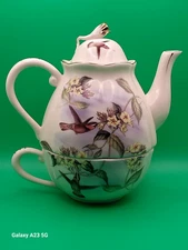 Teapot/Cup Stackable, Hummingbird Grace China, Fine Porcelain, made in China