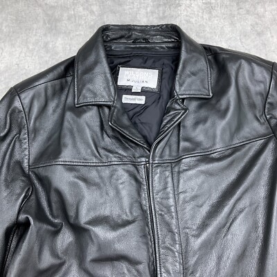 Wilsons M. Julian Jacket Men Large 48 Black Leather Zip Thinsulate