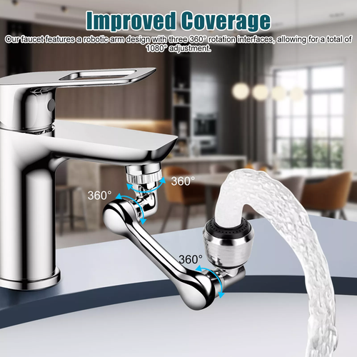 2 Pcs Universal 1080° Swivel Extension Faucet Aerator Rotate Robotic Arm Extend - Picture 5 of 9