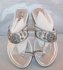 Easy USA Style S7816 Silver Women's Beaded Sandles