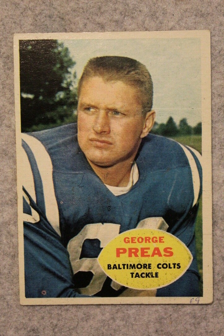 1960 Topps Football #6 GEORGE PREAS -BALTIMORE COLTS- VINTAGE FOOTBALL CARD