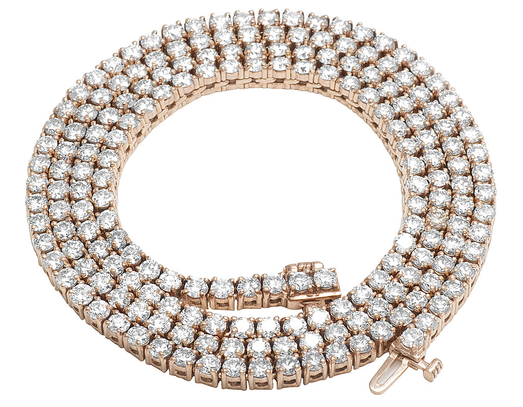 10K Rose Gold 1 Row Tennis Choker Real 