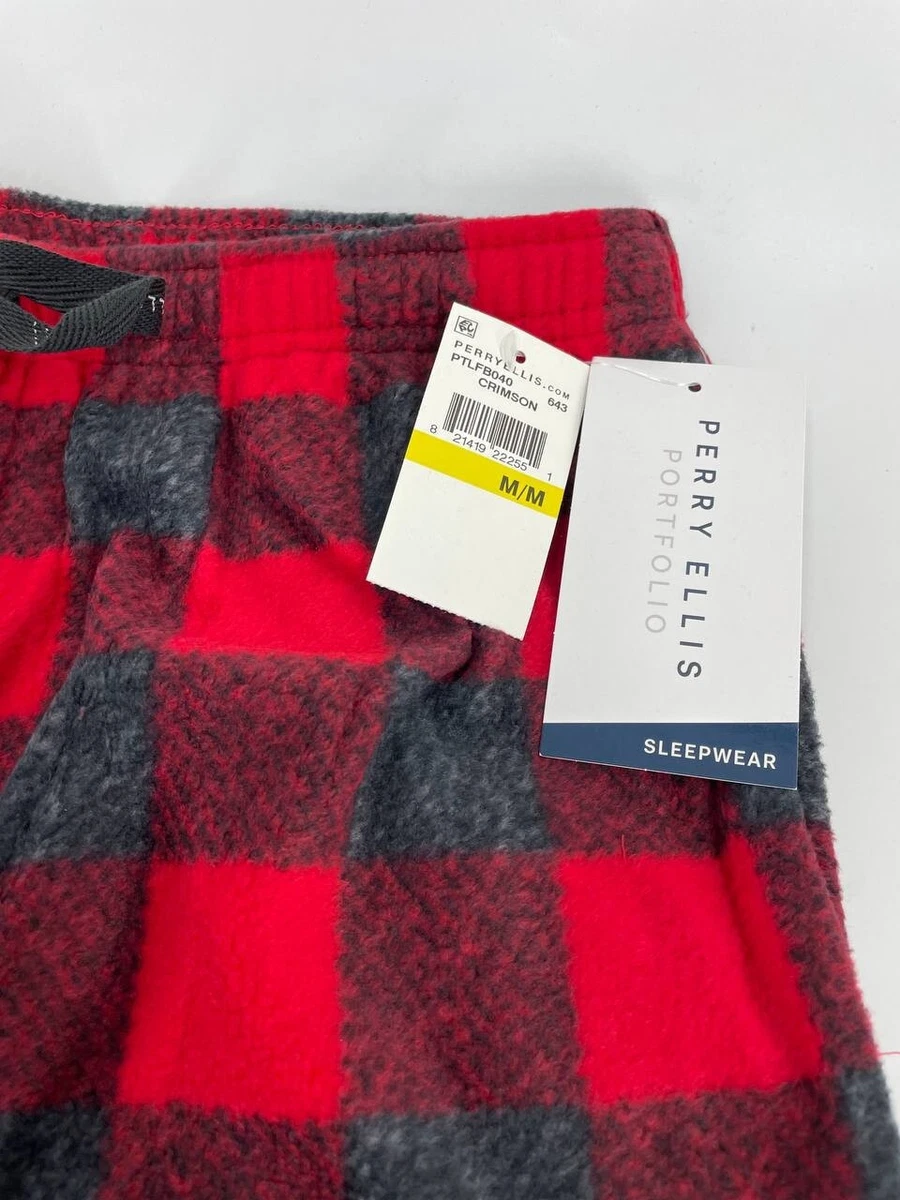PERRY ELLIS PORTFOLIO Men s Heather Plaid Pajama Pants Red Sz M