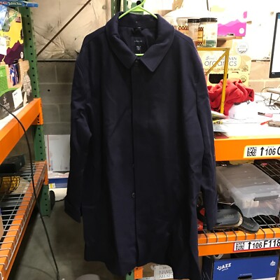 Lands' End Classic Wool Long Topper Coat Navy SIZE XXL/T 50