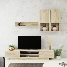 MOBILE PARETE PORTA TV SOGGIORNO SALOTTO DESIGN MINIMAL FEBE ROVERE GRAY