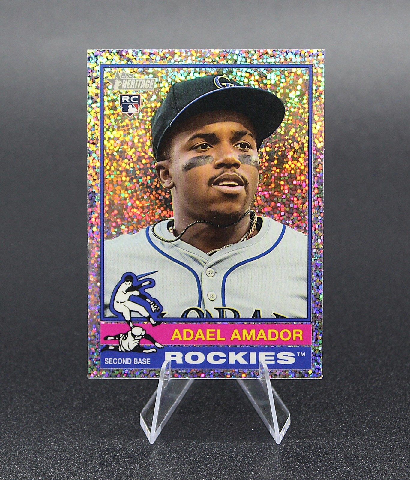 2025 Topps Heritage - #61 Adael Amador Silver Sparkle Chrome