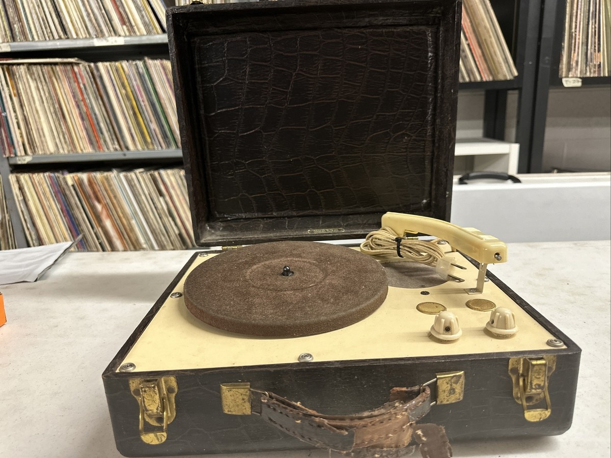 Antique 1950s Hudson Record Player 102 Portable Suitcase