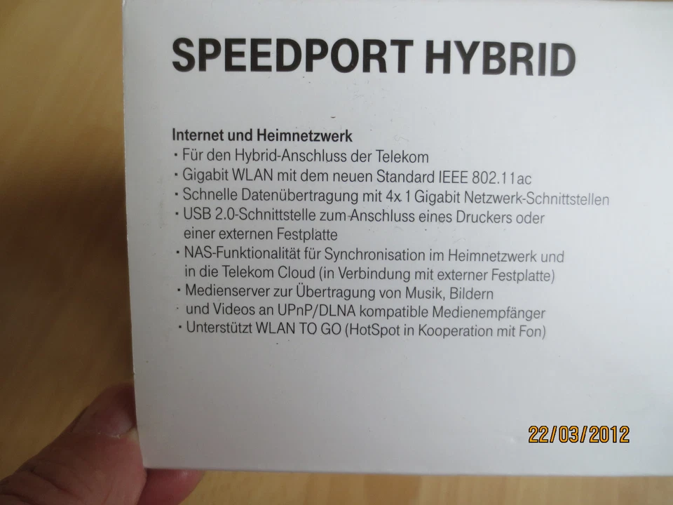 Telekom Speedport Hybrid 1300Mbit/s WLAN-Router - Weiß - Bild 2 von 4