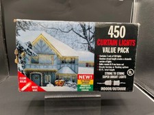 450 Curtain Lights Icicle Lights Christmas Holiday White Lights Unused Open Box