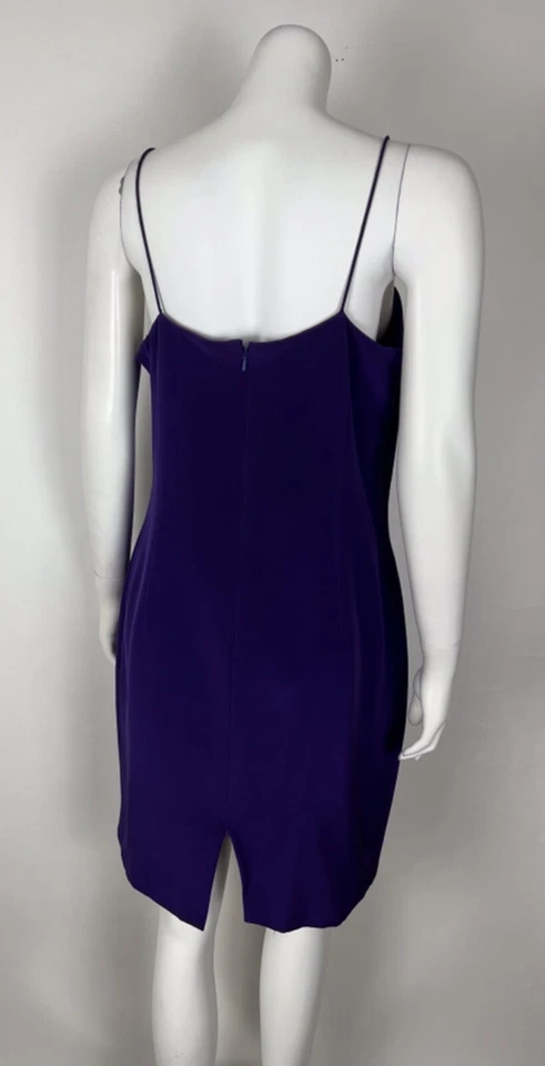 Vestido de fiesta Rickie Freeman para mujer 100 % seda púrpura correa de espagueti 14 Foto 3 de 4