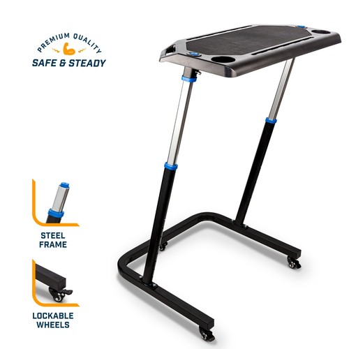 Alpcour Adjustable Bike Trainer Fitness Desk - Non-Slip Surface and Gadget Slots - Picture 4 of 7