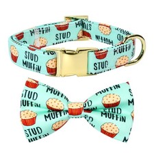 Stud Muffin Dog Bow Tie Collar Accessory, Detachable Bowtie, Adjustable, Pet