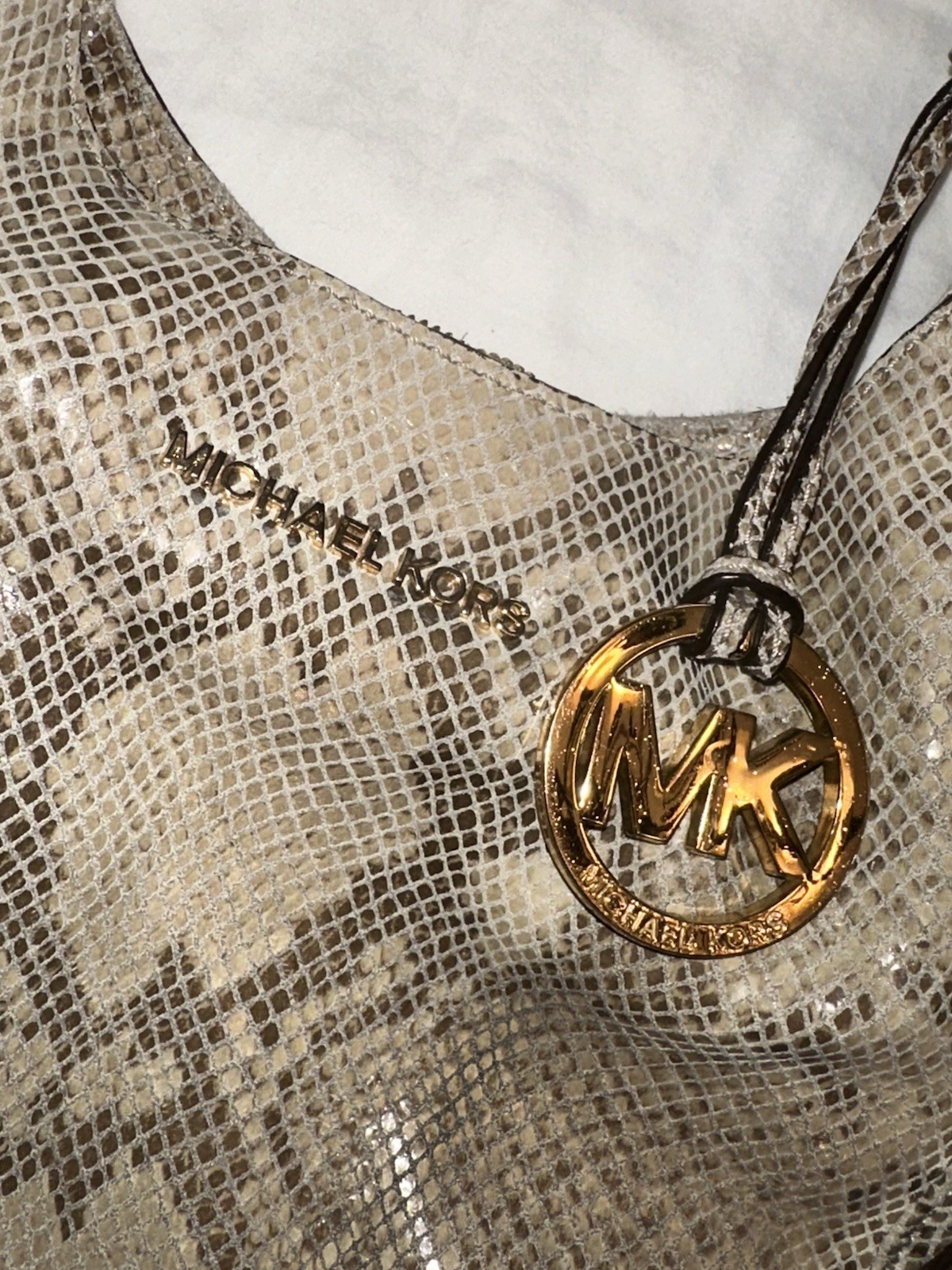 Michael Kors Bedford Med Python Snake Embossed Le… - image 18