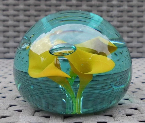 Rare Antique Pilkington Glass Trumpet Paperweight 3"
