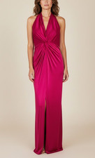 New Halston Heritage Twist Front Floor Length Slit Dress Formal Gown Size 6 Pink