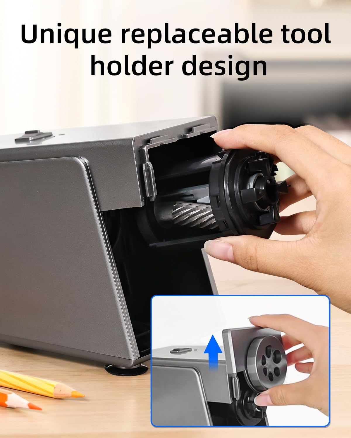 Heavy Duty Pencil Sharpener for Classroom, 6 Holes, Stronger Helical Blade, A...