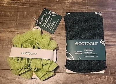 2PK Ecotools Body Buffer Exfoilator & Cleaning Pad/Puff Natural 