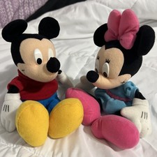 Vintage Mickey and Minnie Mouse 9 Inch Plush Dolls By Mattel Inc.