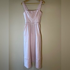 NEW Reformation Everett Linen Midi Dress Cherry Blossom Light Pink | US 6 UK 10