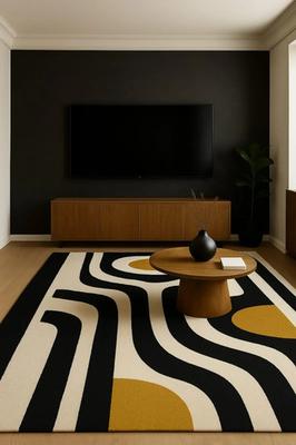 #ad #ad Hand Tufted Wool Rug: Geometric Mid Century Modern Abstract Carpet $40.00